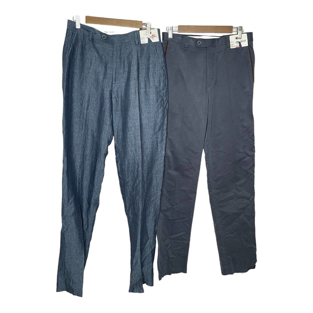 Lot Of 2 Joseph Abboud Angelico 30R Mens Blue Black Straight Unhemmed Pants